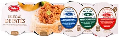 Fides Portugaise Mixed Pate Selections, Sardine (2 Tins) & Tuna (1 Tin) & Mackerel (1 Tin) 4x22g Imported By Vestemfashion