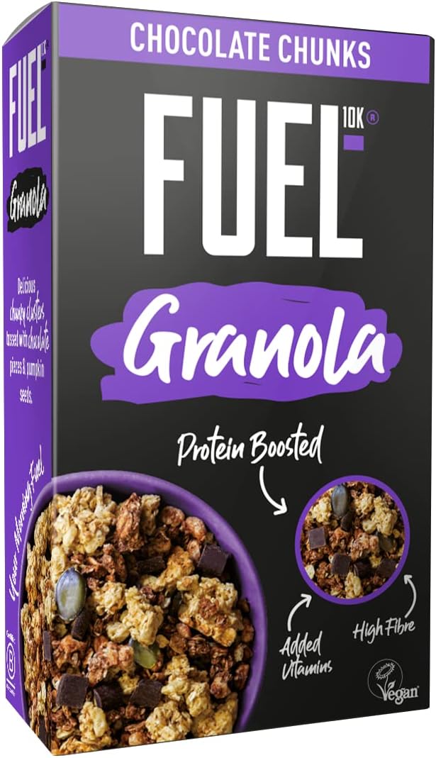 FUEL10K Chocolate Chunky Granola, Protein Boosted & High in Fibre, 400 g (Pack of 6)