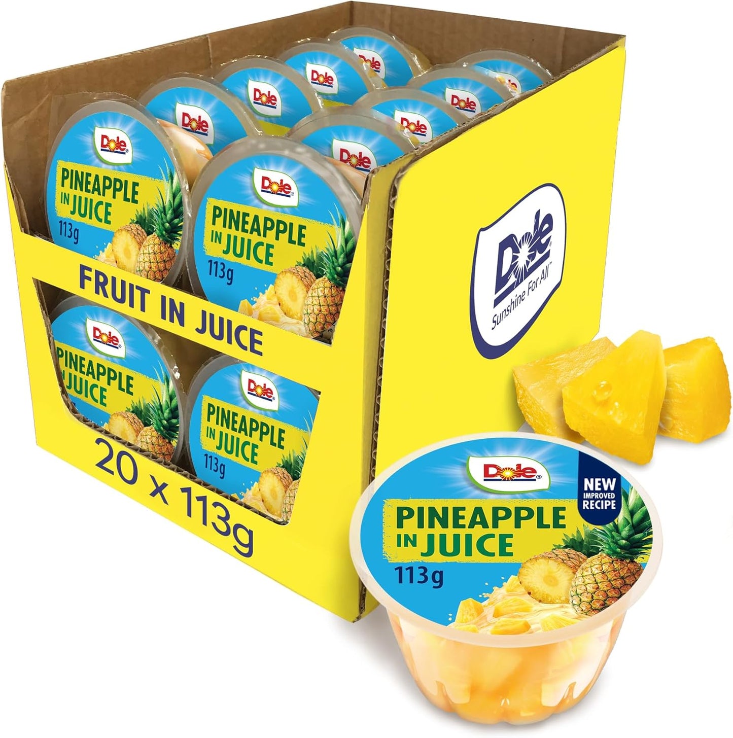 Dole Pineapple in Juice Fruit Pots 20 x 113g