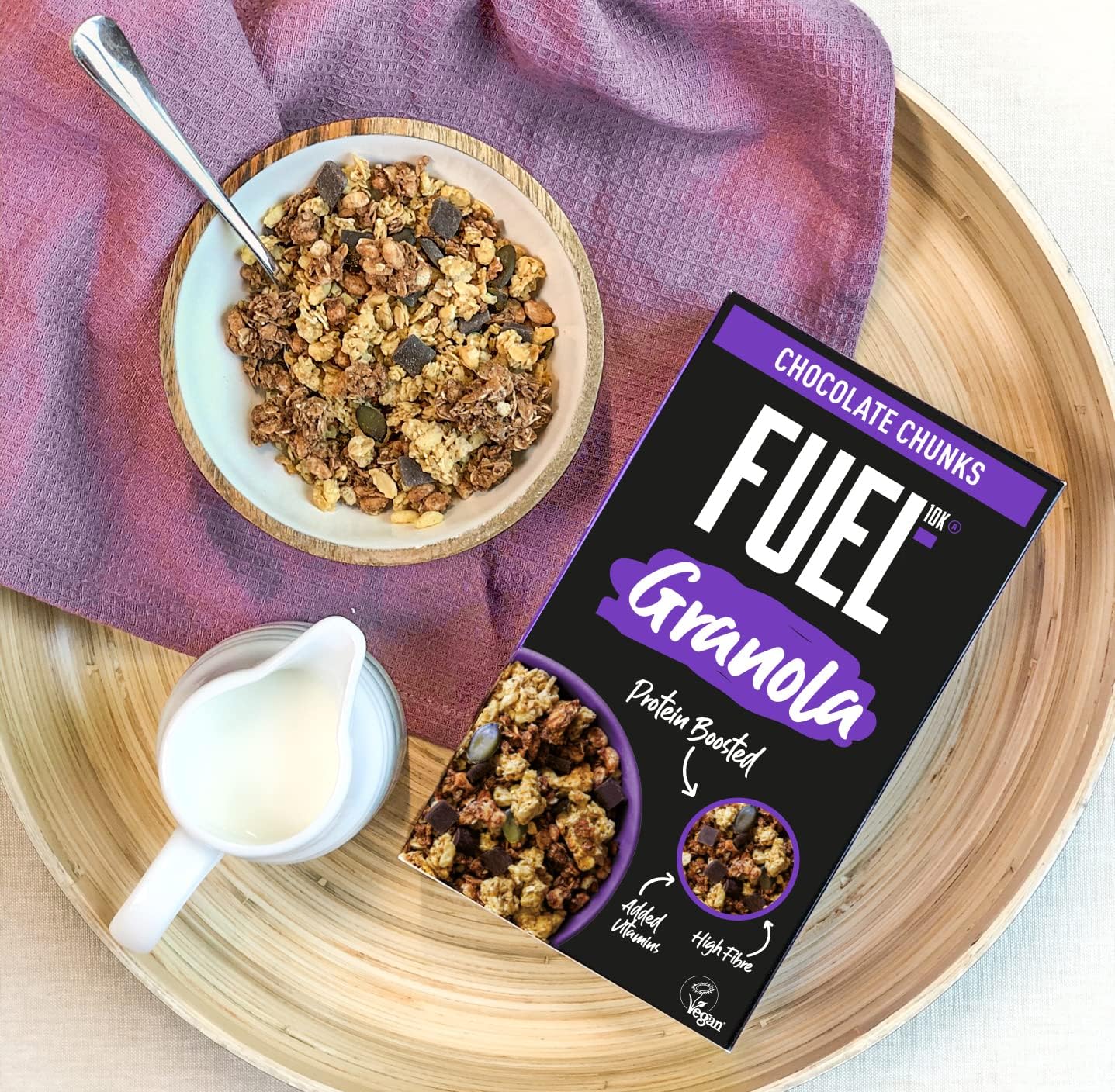 FUEL10K Chocolate Chunky Granola, Protein Boosted & High in Fibre, 400 g (Pack of 6)